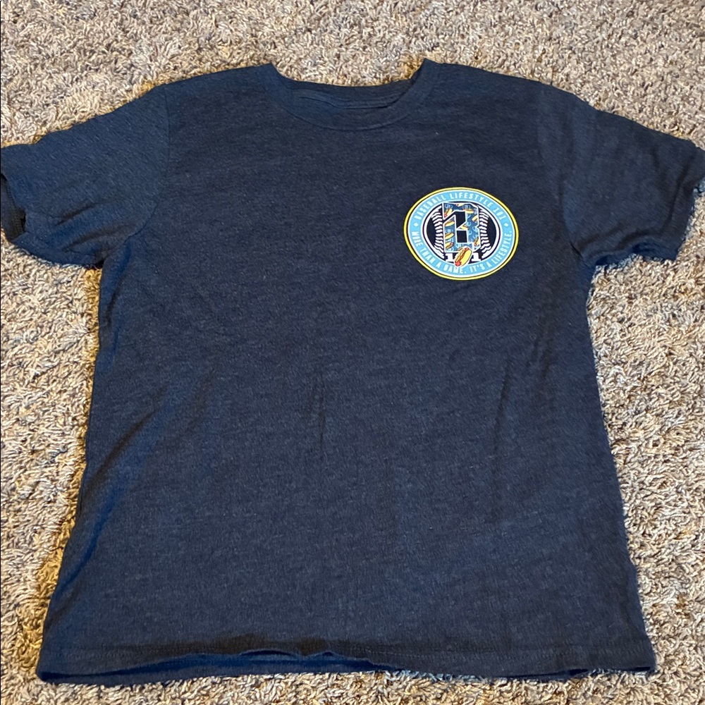 Navy Short Sleeve Kids Tee with Surf Graphic